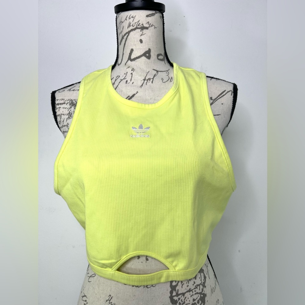 adidas Originals Neon Yellow Ribbed Crop Tank